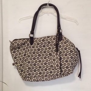 Large brown owl print purse